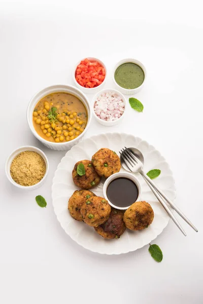 Aloo Tikki Eller Potato Cutlet Eller Patties Populär Indisk Street — Stockfoto