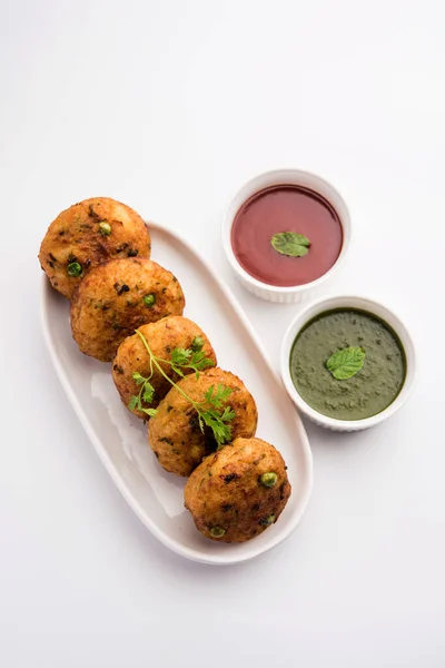 Aloo Tikki Potato Cutlet Patties Popular Indian Street Food Made — Stock Photo, Image