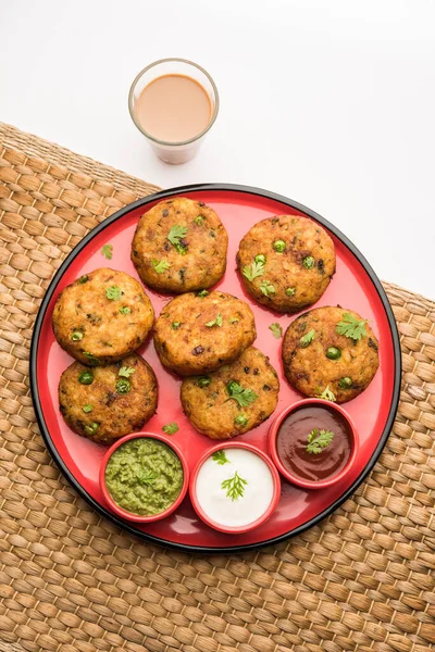 Aloo Tikki Escalope Pommes Terre Galettes Est Aliment Rue Indien — Photo