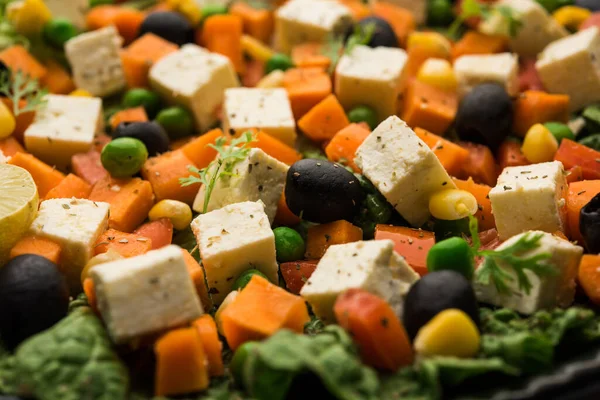 Paneer Gemüse Salat Rezept Ist Eine Low Carb Diät Lebensmittel — Stockfoto