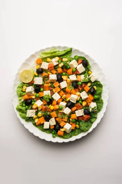 Paneer Vegetable Salad Recipe Alimento Dieta Baja Carbohidratos India Que — Foto de Stock