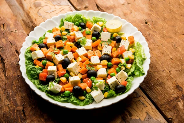 Paneer Gemüse Salat Rezept Ist Eine Low Carb Diät Lebensmittel — Stockfoto