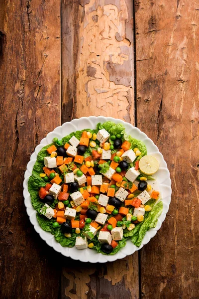 Paneer Gemüse Salat Rezept Ist Eine Low Carb Diät Lebensmittel — Stockfoto