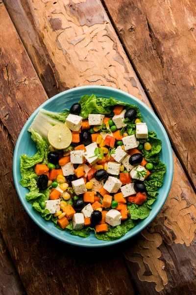 Paneer Gemüse Salat Rezept Ist Eine Low Carb Diät Lebensmittel — Stockfoto