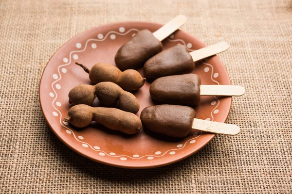 Imli Stick Candy Vagy Tamarind Lollipop Gyerekek Kedvenc Édességei Indiában — Stock Fotó