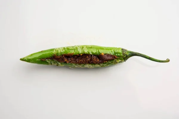 Bharwa Masala Mirch Gevulde Groene Chillies Bharli Mirchi Indiase Gerechten — Stockfoto