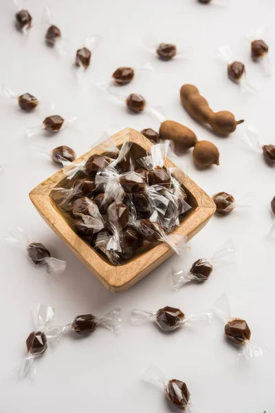 Tamarind Candy Eller Imli Pops Tillverkad Tamarindus Indica Massa Och — Stockfoto