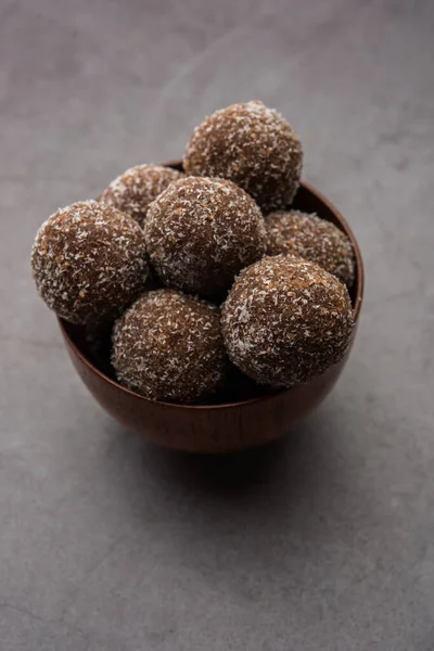 Schokolade Kokosnuss Laddu Oder Laddoo Ist Eine Abwandlung Eines Traditionellen — Stockfoto