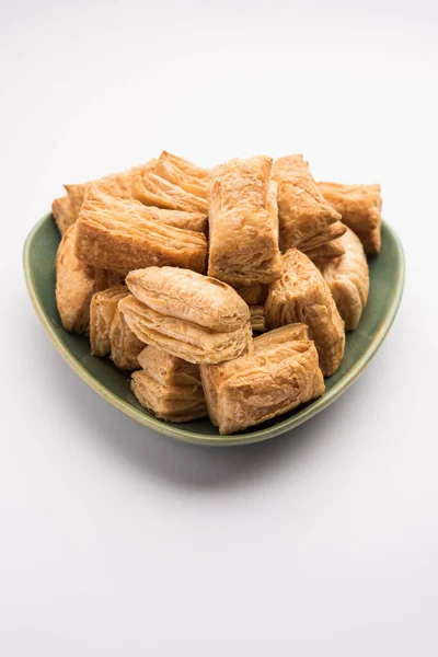 Khari Puff Biscoito Massa Crocante Lanche Indiano Hora Chá — Fotografia de Stock