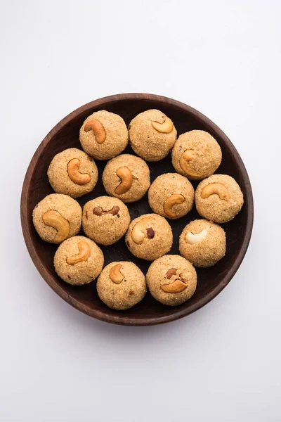 Indiska Sweet Rava Laddu Eller Rawa Laddoo Eller Semolina Söta — Stockfoto