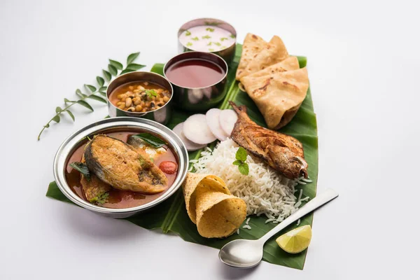 Indian Fish Platter Thali Popular Sea Food Non Vegetarian Meal — Stock Photo, Image