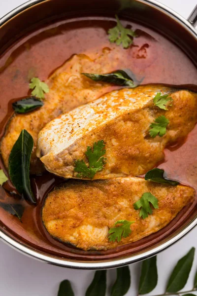 Spicy Fish Curry Kerala Konkan Bengal Goa Style Red Brown — Stock Photo, Image