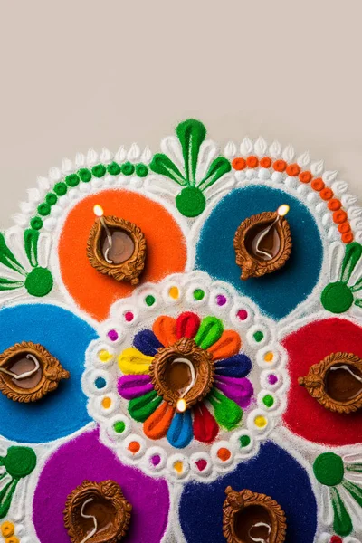 Rangoli Design Una Forma Arte Hecha Durante Uso Colores Polvo —  Fotos de Stock