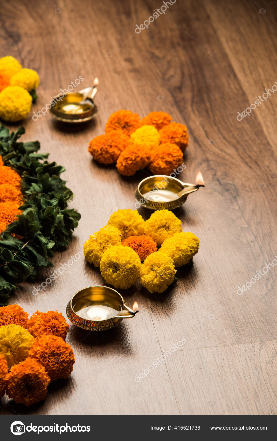 Flower Rangoli Diwali Pongal Festival Made Using Marigold Zendu ...