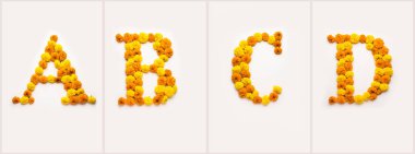 İngilizce numara, basamak veya alfabetik kadife çiçeği veya zendu ile yapılır