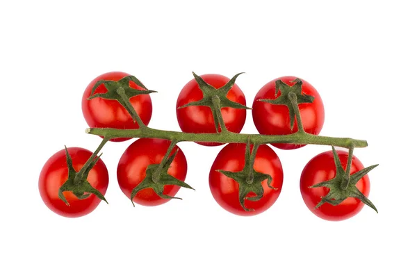 Top View Closeup Detail Fresh Red Cherry Tomatoes Green Leaves — Stock Photo, Image