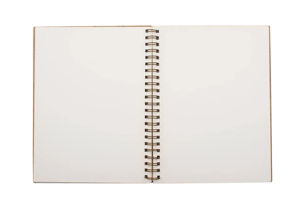 Üstten Görünüm Closeup Açık Defter Ile Bakır Metal Spiral Üzerinde — Stok fotoğraf