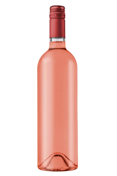 Vista Frontal Botella Vino Rosa Con Tapa Tornillo Rojo Metálico — Foto de Stock