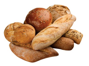 beyaz üzerinde izole ekmek farklı türleri