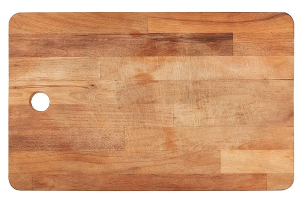 Kuchnia drewniana deska do krojenia na białym — Zdjęcie stockowe