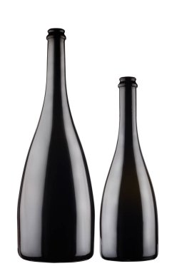 two black champagne bottles on grey background clipart