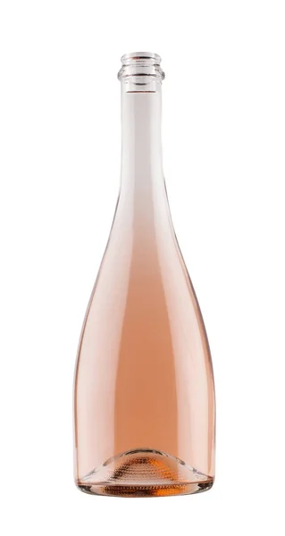 Bottiglia di champagne rosa isolato su bianco — Foto Stock