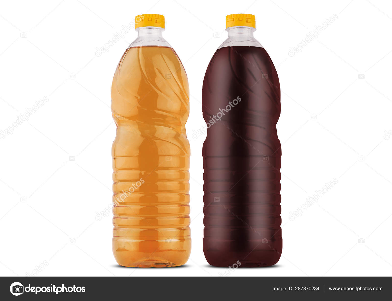 Olive oil and vinegar bottles isolated on white Stock Photo by