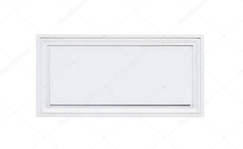 square empty marble plaque signboard isolated on white