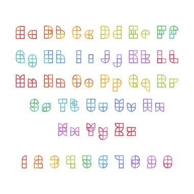 Düz geometrik tarzı vektör geometrik alfabesi