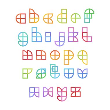 Düz geometrik tarzı vektör geometrik alfabesi