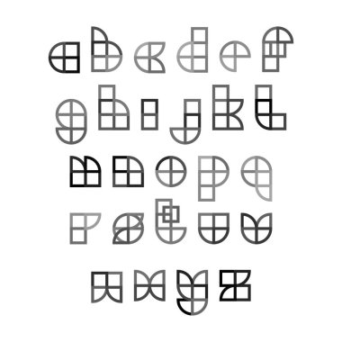 Düz geometrik tarzı vektör geometrik alfabesi