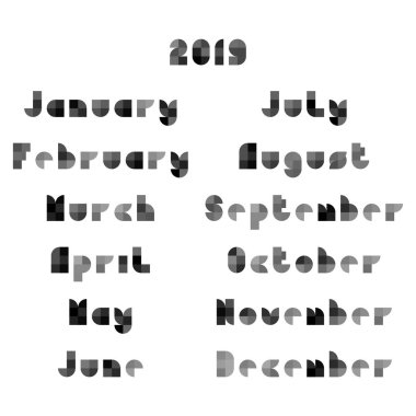 Vektör takvim 2019 ay düz geometrik tarzı