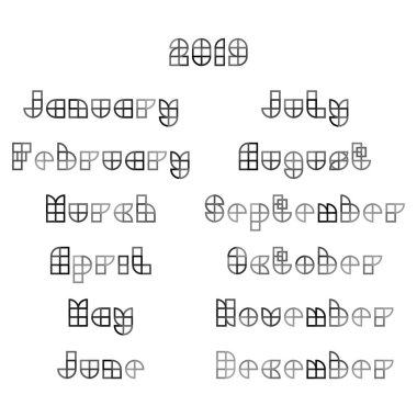 Vektör takvim 2019 ay düz geometrik tarzı