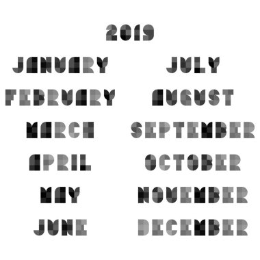 Vektör takvim 2019 ay düz geometrik tarzı