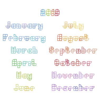 Vektör takvim 2019 ay düz geometrik tarzı