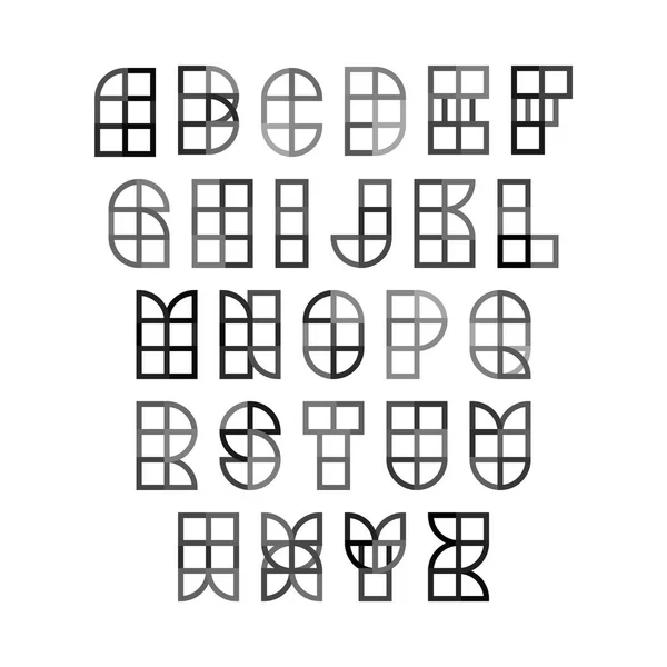 Alfabeto geométrico vectorial en estilo geométrico plano — Vector de stock