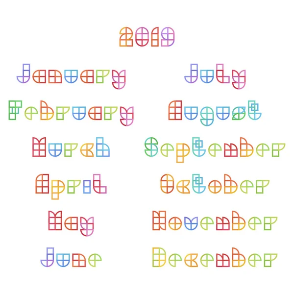 Vektör takvim 2019 ay düz geometrik tarzı