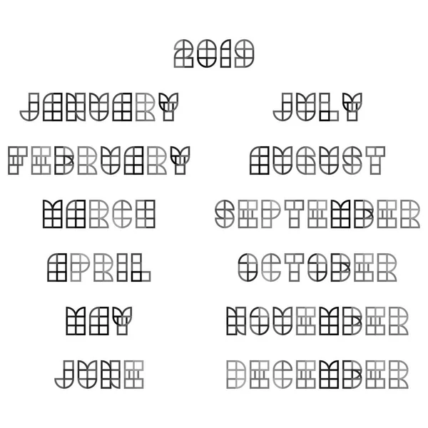 Vektör takvim 2019 ay düz geometrik tarzı