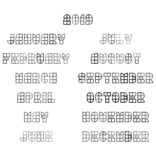 Векторный календарь 2019 - Плоский геометрический стиль — стоковый вектор