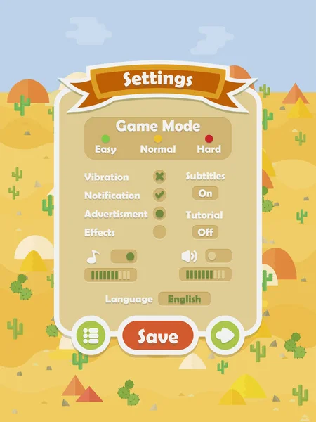 Düz sıcak çöl gui sahne