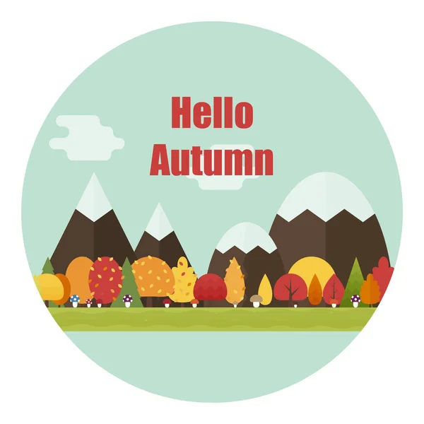 Paysage du village forestier d'automne — Image vectorielle