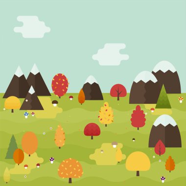 Sonbahar orman köyü manzara 