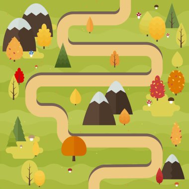 Sonbahar orman köyü manzara 