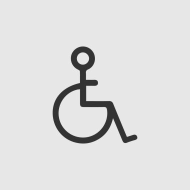 Tekerlekli sandalye vektör simgesi 10 birim. Özürlü izole edilmiş basit bir sembol. Özürlü işareti.