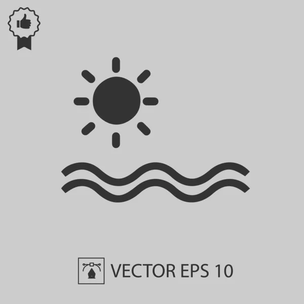 Sol Océano Icono Vectorial Eps Símbolo Verano — Vector de stock