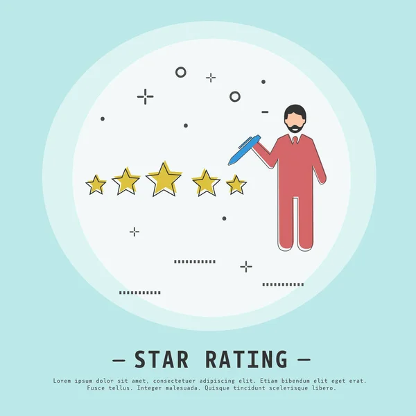 星标向量图解 现代扁平线条图标设计风格 明星评级成功的概念 五星级图标 — 图库矢量图片