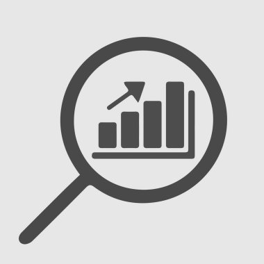 Grafik ve büyüteç. İş veri analiz vektör simgesi 10 'u gösteriyor.