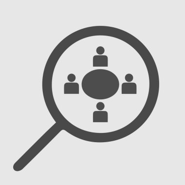 Masanın etrafında toplanıyoruz. Büyütme cam vektör simgesi 10 birim.