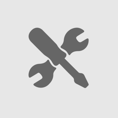 Becerikli vektör ikonu 10 birim. Basit bir izole resim. İngiliz anahtarı ve tornavida..