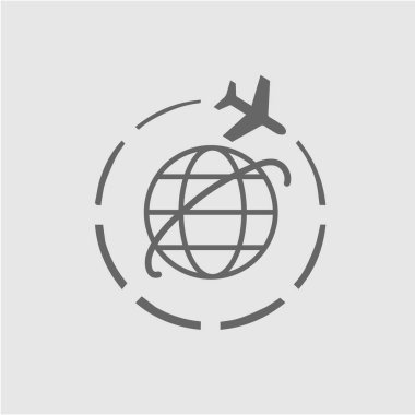 Dünya düzlemi ikonu. Seyahat uçağı basit izole vektör çizimi.